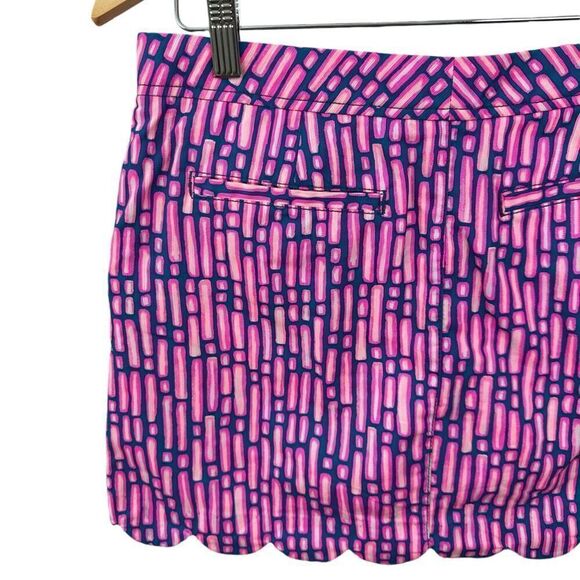 Lilly Pulitzer Colette Scalloped Hem Skort Mandevilla Pink Slathouse Stripe Sz 6 - Picture 6 of 13